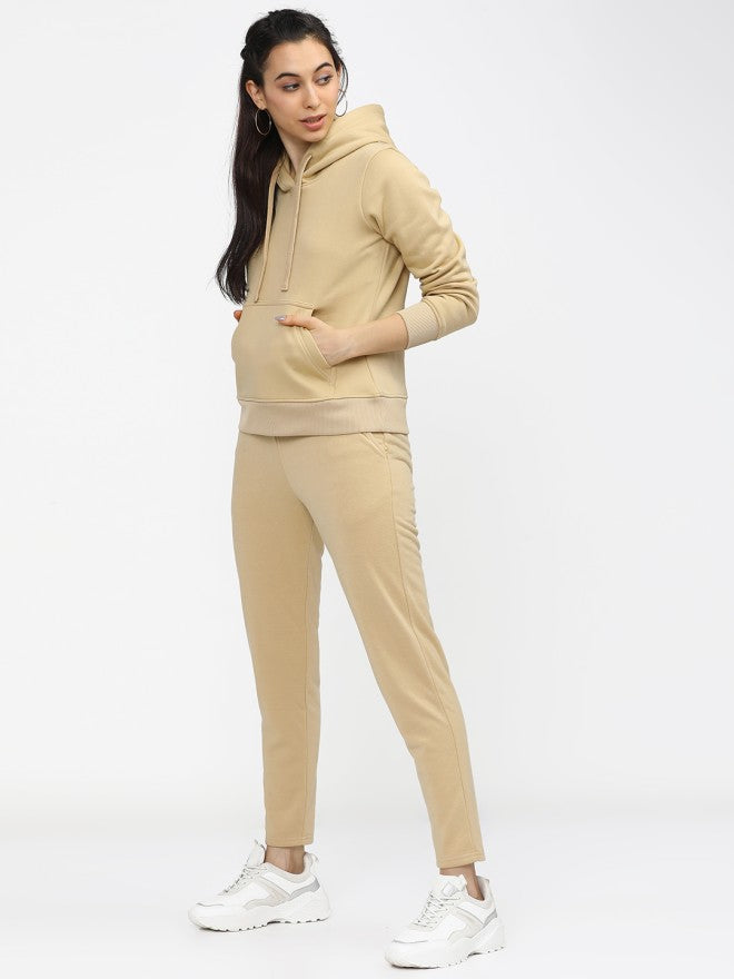 Tokyo Talkies Women Brown Solid Pullover Hood Sweatshirt - Brown - Image 4