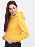 Tokyo Talkies Women Yellow Solid Pullover Hood Sweatshirt - Yellow - Image 1