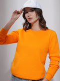 Tokyo Talkies Women Orange Solid Pullover Round Neck Sweatshirt - Orange - Image 1