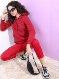 Tokyo Talkies Women Maroon Solid Pullover Hood Sweatshirt - Maroon - Image 1