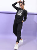 Tokyo Talkies Women Black Printed Pullover Round Neck Sweatshirt - Black - Image 1