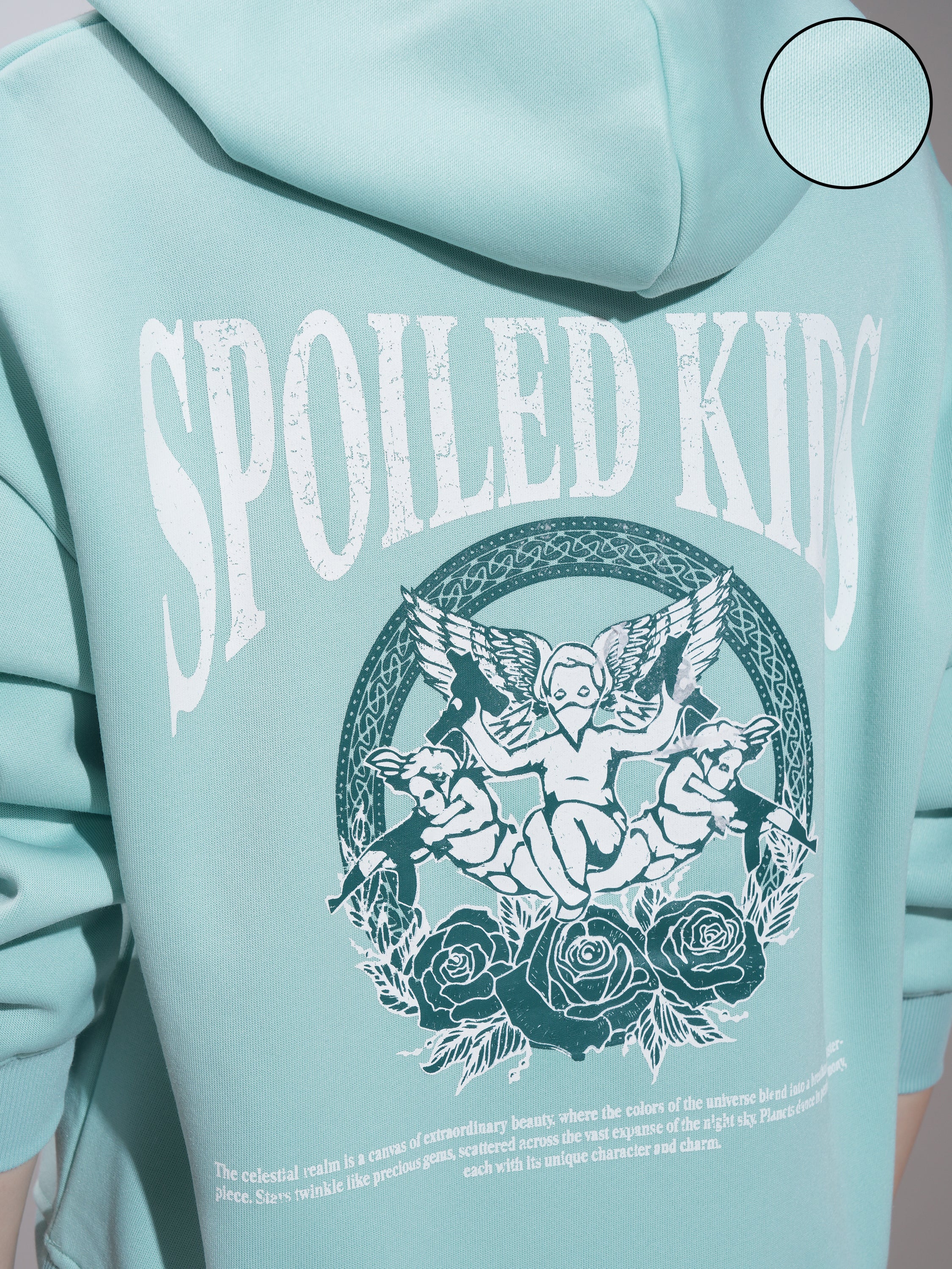 Tokyo Talkies Women Blue Printed Pullover Hood Sweatshirt - Blue - Image 5