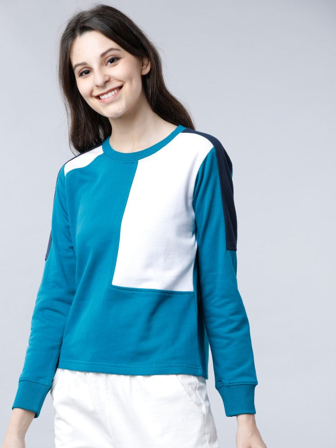 Tokyo Talkies Women Multi Colourblocked Pullover Round Neck Sweatshirt - Multi - Image 1
