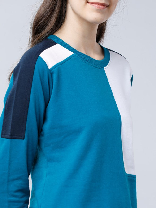Tokyo Talkies Women Multi Colourblocked Pullover Round Neck Sweatshirt - Multi - Image 3
