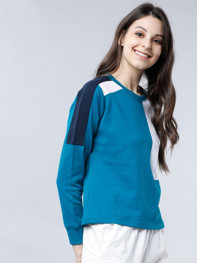 Tokyo Talkies Women Multi Colourblocked Pullover Round Neck Sweatshirt - Multi - Image 5