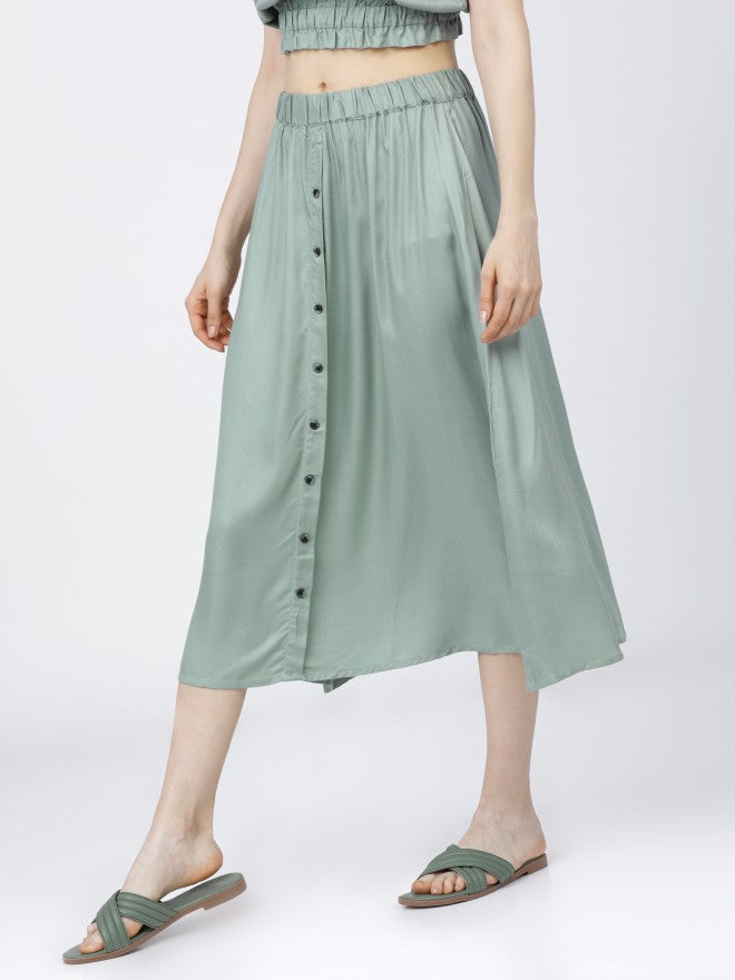 Tokyo Talkies Womens Green Midi Skirt - Green - Image 2