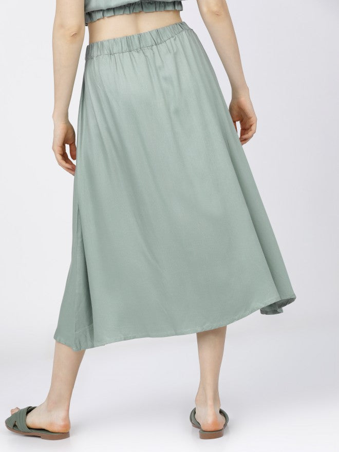Tokyo Talkies Womens Green Midi Skirt - Green - Image 3