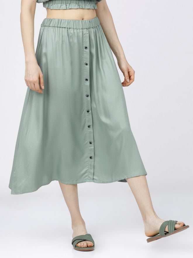 Tokyo Talkies Womens Green Midi Skirt - Green - Image 6