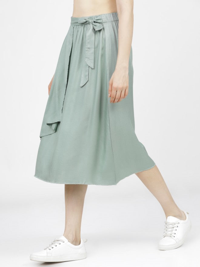 Tokyo Talkies Womens Green Midi Skirt - Green - Image 2