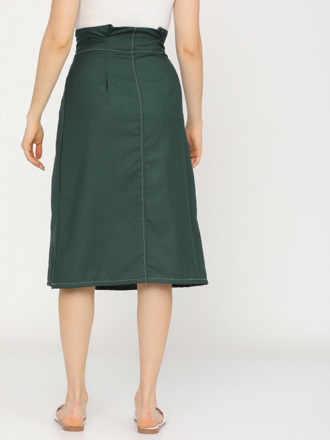 Tokyo Talkies Womens Green Pleated Midi Skirt - Green - Image 3