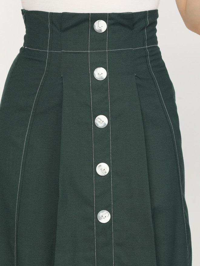 Tokyo Talkies Womens Green Pleated Midi Skirt - Green - Image 4