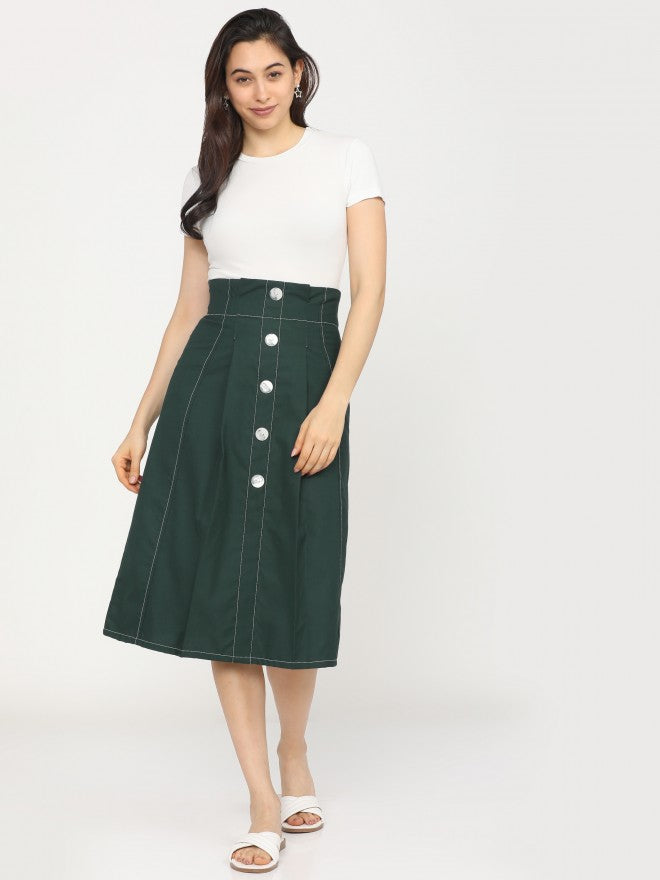 Tokyo Talkies Womens Green Pleated Midi Skirt - Green - Image 5