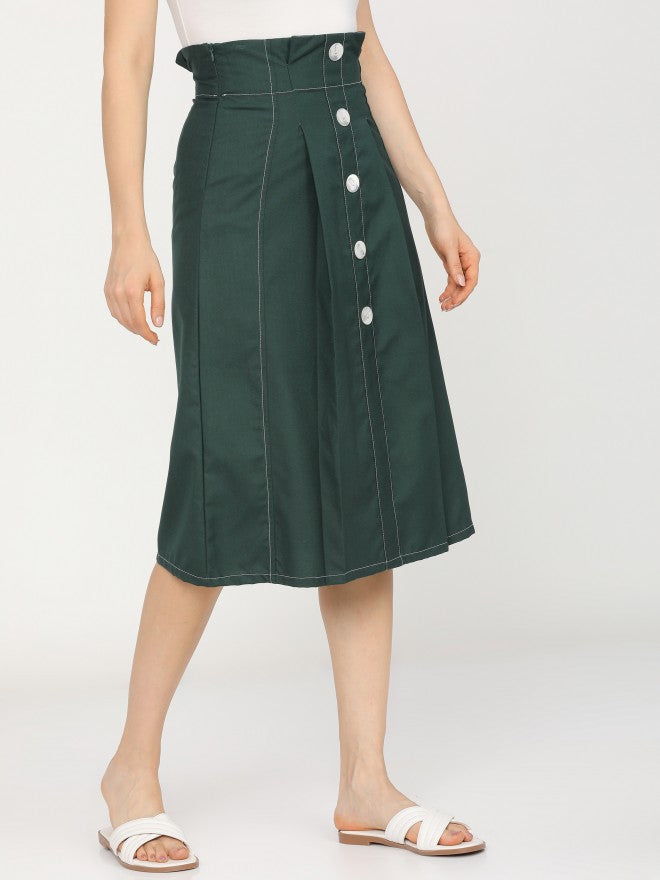 Tokyo Talkies Womens Green Pleated Midi Skirt - Green - Image 6