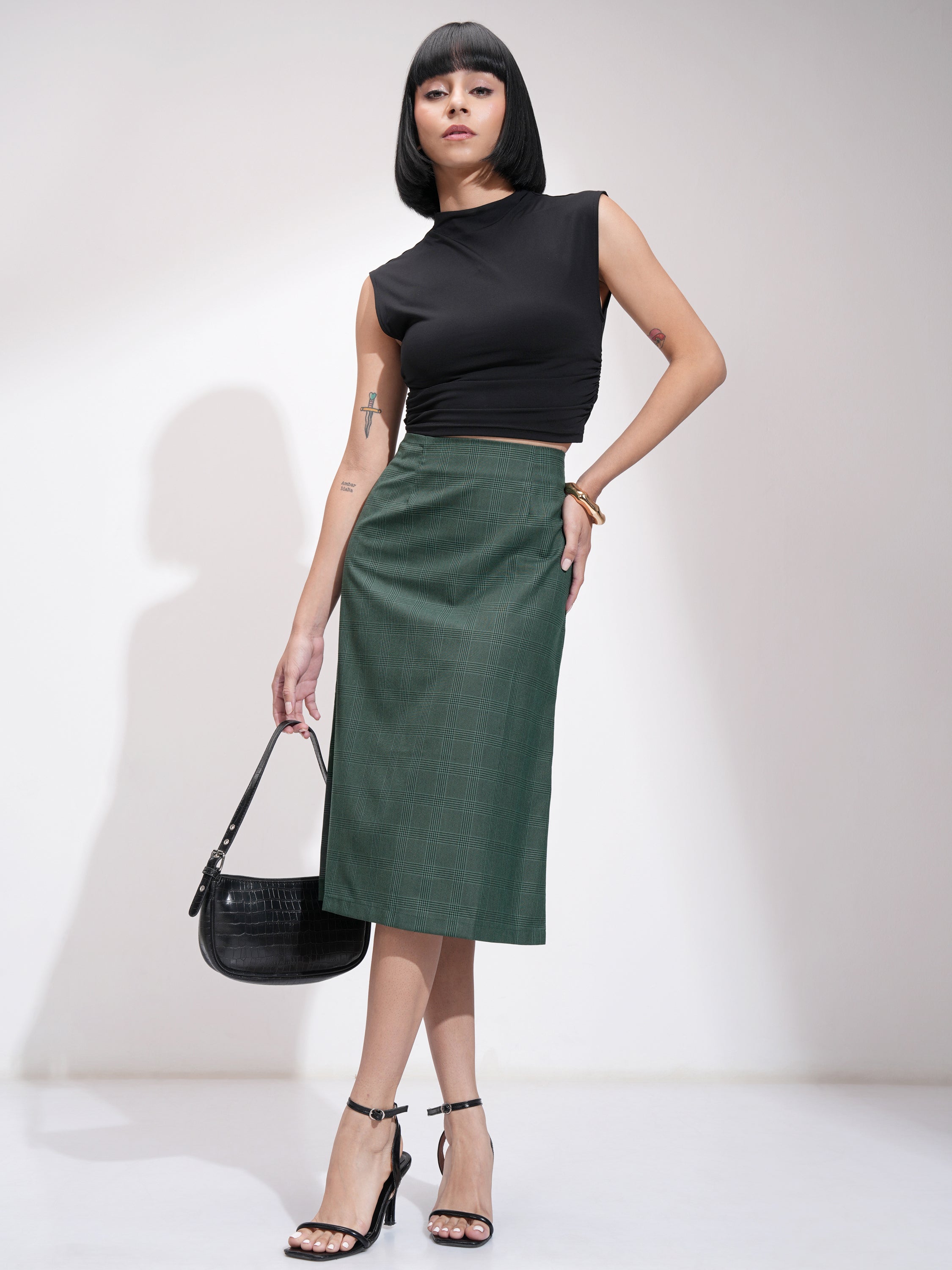 Tokyo Talkies Womens Green Midi Skirt - Green - Image 2