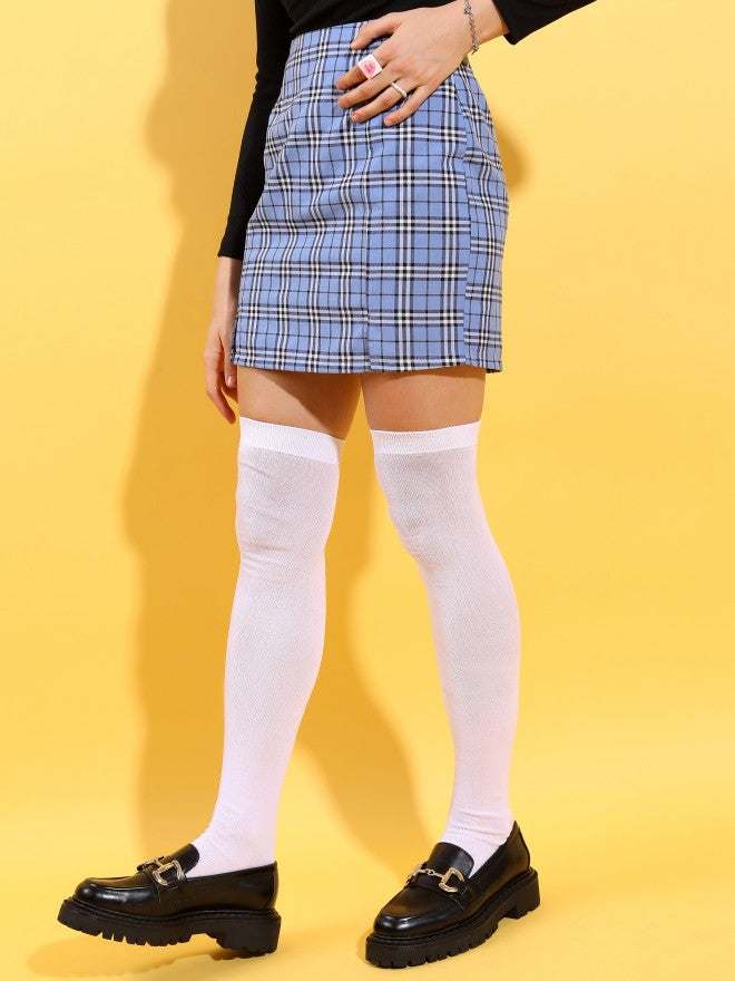 Tokyo Talkies Women Blue Mini Skirt - Blue - Image 1