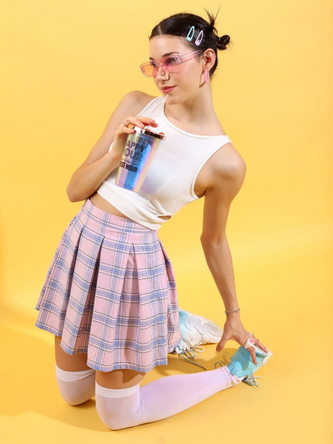 Tokyo Talkies Women Pink Mini Skirt - Pink - Image 4