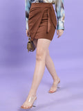 Tokyo Talkies Women Brown Mini Skirt - Brown - Image 1