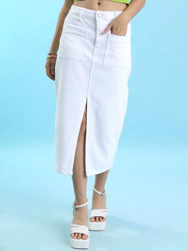 Tokyo Talkies Women White Midi Skirt - White - Image 1