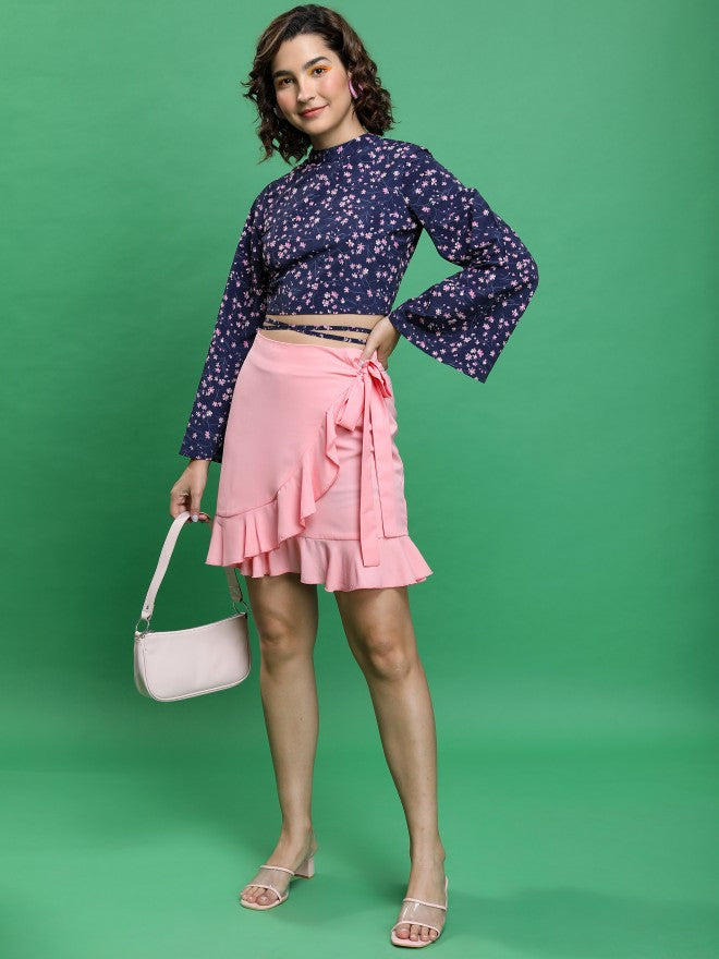 Tokyo Talkies Women Pink Mini Skirt - Pink - Image 2