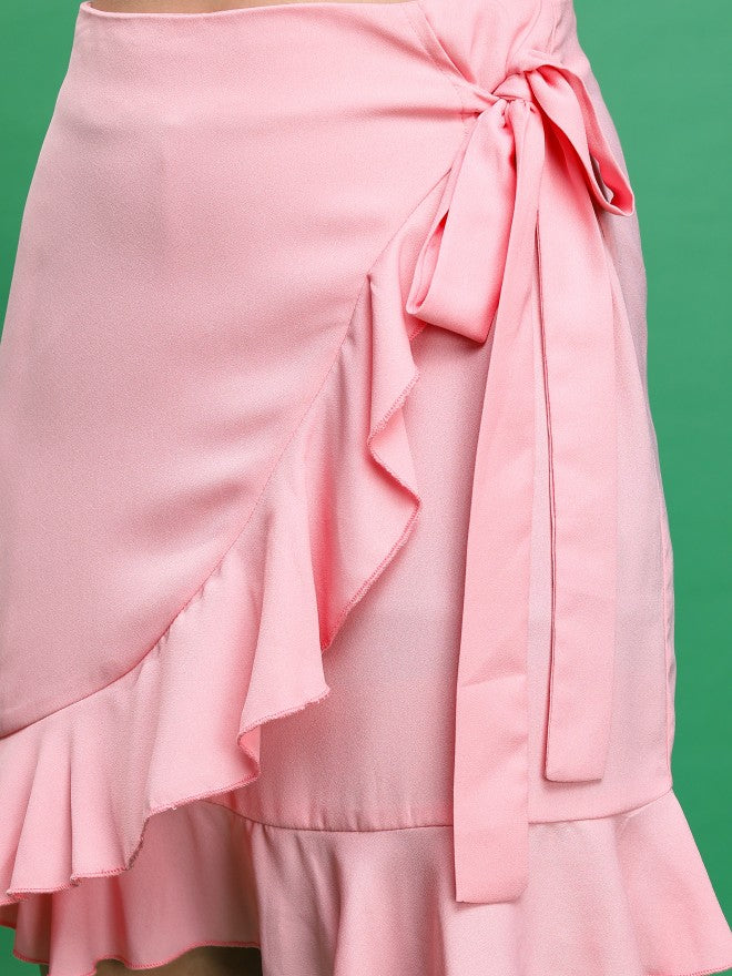 Tokyo Talkies Women Pink Mini Skirt - Pink - Image 5