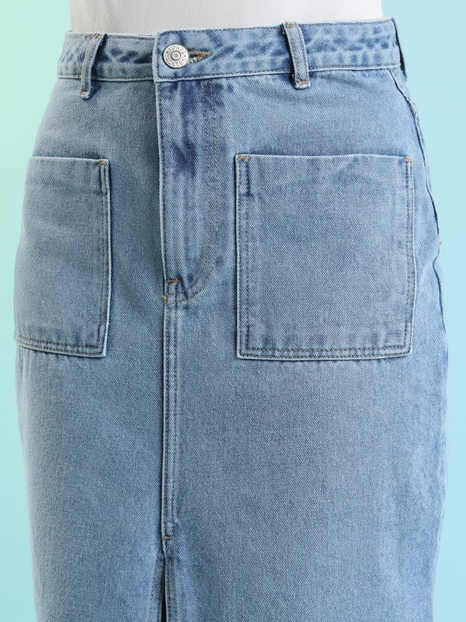 Tokyo Talkies Women Blue Midi Skirt - Blue - Image 5