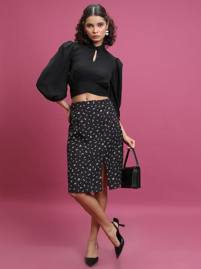 Tokyo Talkies Women Black Knee Length Skirt - Black - Image 2