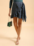 Tokyo Talkies Women Navy Wrap Mini Skirt - Navy Blue - Image 1