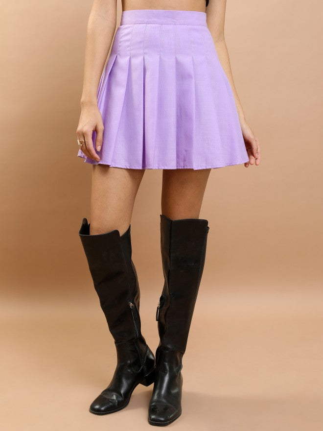 Tokyo Talkies Women Purple Mini Skirt - Purple - Image 1