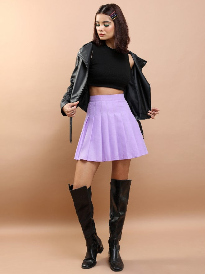 Tokyo Talkies Women Purple Mini Skirt - Purple - Image 2