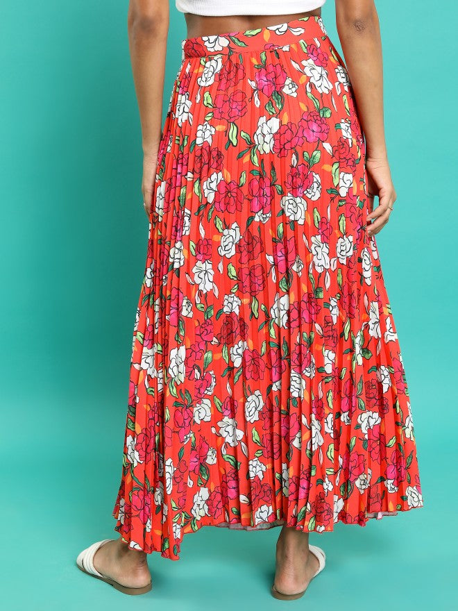 Tokyo Talkies Women Orange/Pink/Multi Maxi Skirt - Orange - Image 3