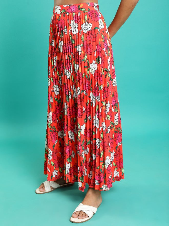 Tokyo Talkies Women Orange/Pink/Multi Maxi Skirt - Orange - Image 4