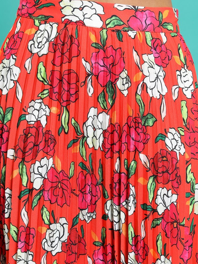 Tokyo Talkies Women Orange/Pink/Multi Maxi Skirt - Orange - Image 5