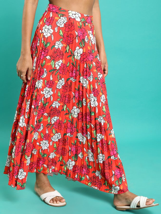 Tokyo Talkies Women Orange/Pink/Multi Maxi Skirt - Orange - Image 6