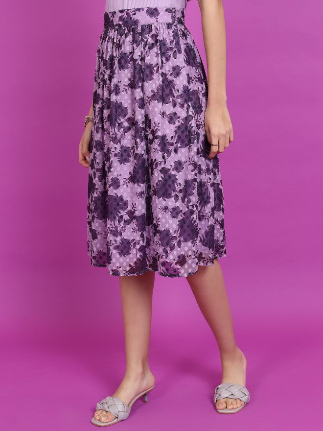 Tokyo Talkies Women Purple Knee Length Skirt - Purple - Image 4
