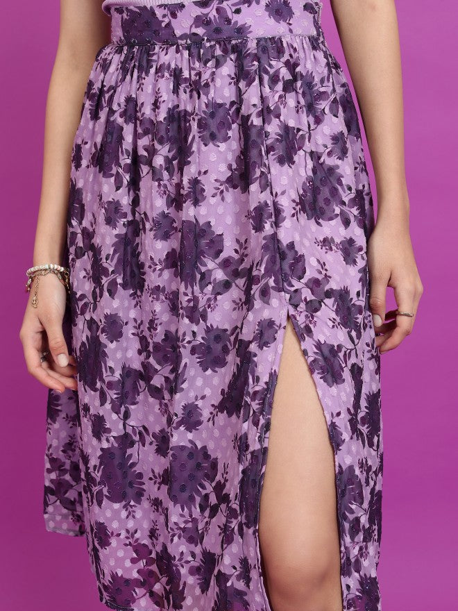 Tokyo Talkies Women Purple Knee Length Skirt - Purple - Image 5