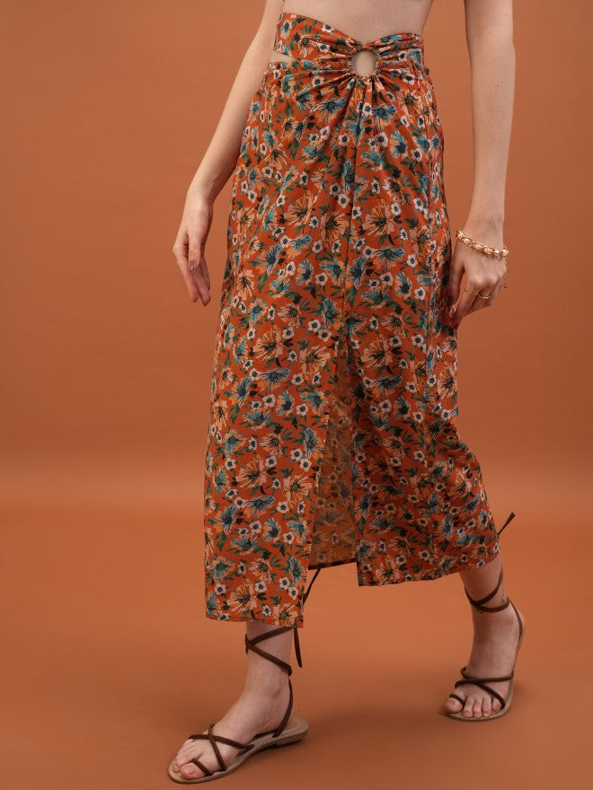 Tokyo Talkies Women Orange Maxi Skirt - Orange - Image 4