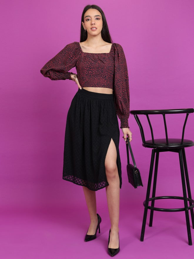 Tokyo Talkies Women Black Knee Length Skirt - Black - Image 2