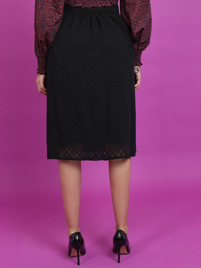 Tokyo Talkies Women Black Knee Length Skirt - Black - Image 3