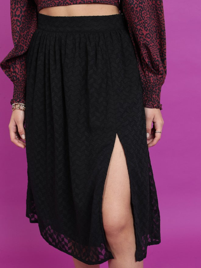 Tokyo Talkies Women Black Knee Length Skirt - Black - Image 5