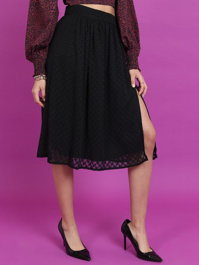 Tokyo Talkies Women Black Knee Length Skirt - Black - Image 6