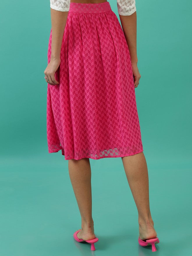 Tokyo Talkies Women Pink Midi Skirt - Pink - Image 3