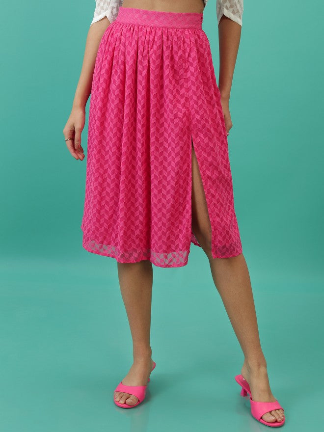 Tokyo Talkies Women Pink Midi Skirt - Pink - Image 4