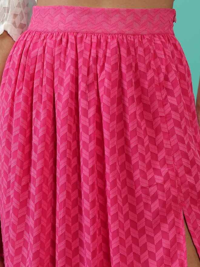 Tokyo Talkies Women Pink Midi Skirt - Pink - Image 5