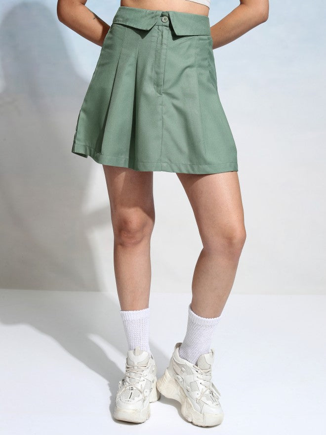 Tokyo Talkies Women Green Mini Skirt - Green - Image 1