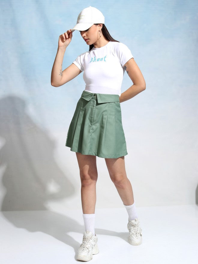 Tokyo Talkies Women Green Mini Skirt - Green - Image 2