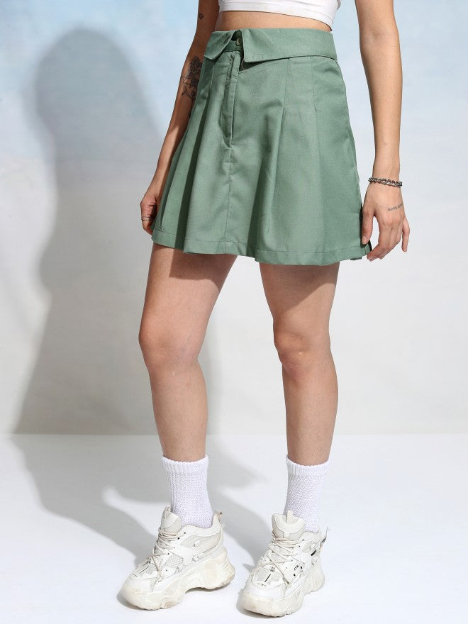 Tokyo Talkies Women Green Mini Skirt - Green - Image 4