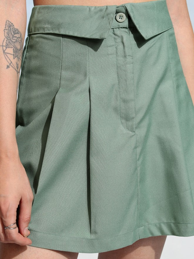 Tokyo Talkies Women Green Mini Skirt - Green - Image 5