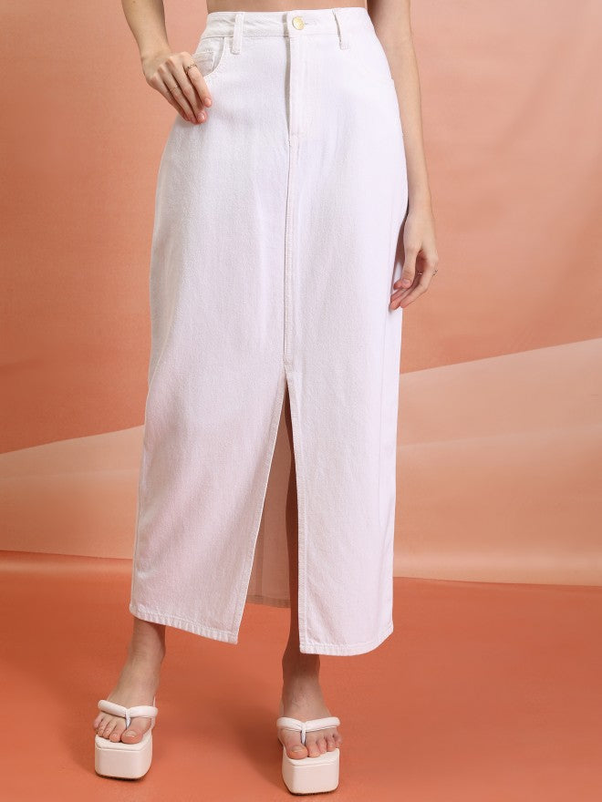 Tokyo Talkies Women White Midi Skirt - White - Image 1