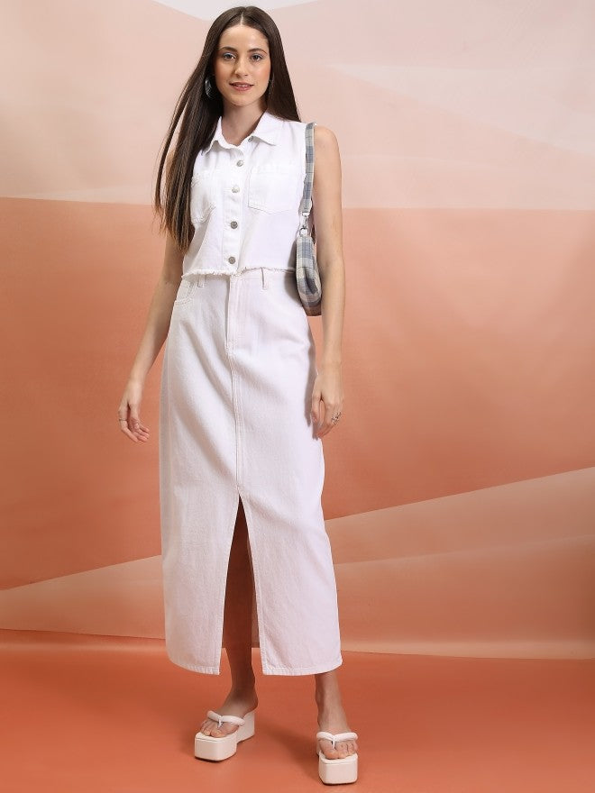 Tokyo Talkies Women White Midi Skirt - White - Image 2