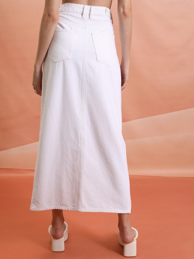 Tokyo Talkies Women White Midi Skirt - White - Image 3